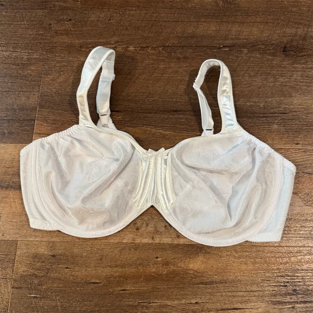 Bali Satin Tracings Minimizer Underwire Bra Womens White 42D Full Coverage 3562